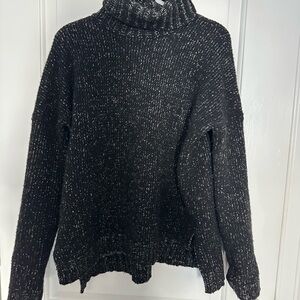 Black Turtleneck Sweater Wool Silk and Cashmere